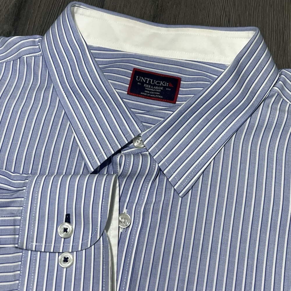 UNTUCKit Shirt Mens 3XL Button Up Long Sleeve Cotton Wrinke Free Plaid Keermont